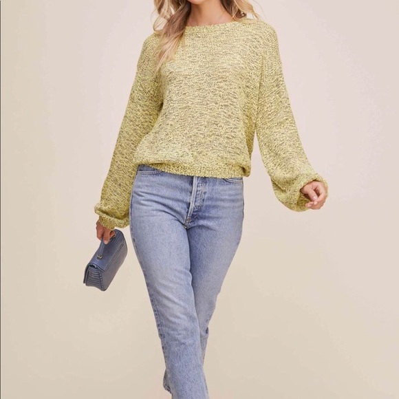 Astr Undisclosed Sweater Neon Lemon Black NWT NEW - Picture 2 of 4